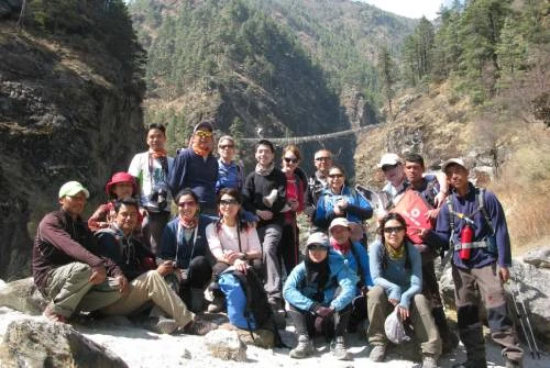 Group trekking with licensed guide to Everest Base Camp trail