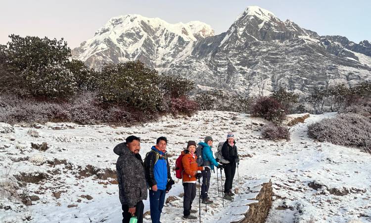 snowy trail to Mardi Himal Base Camp in December