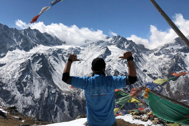 Panoramic view of Langtang mountain from Kyanjin Ri viewpoint