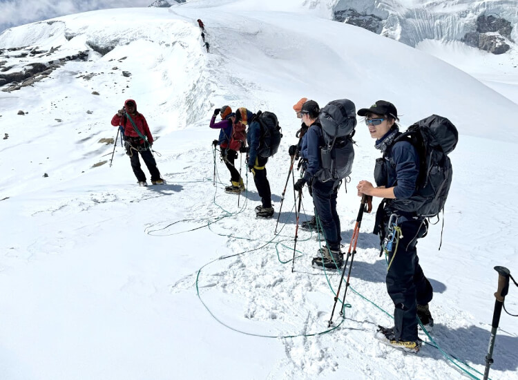 Trekkers heading to advance camp during their Mera Peak climbing 