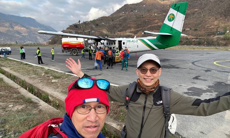 trekkers boarding ramechhap to lukla flight