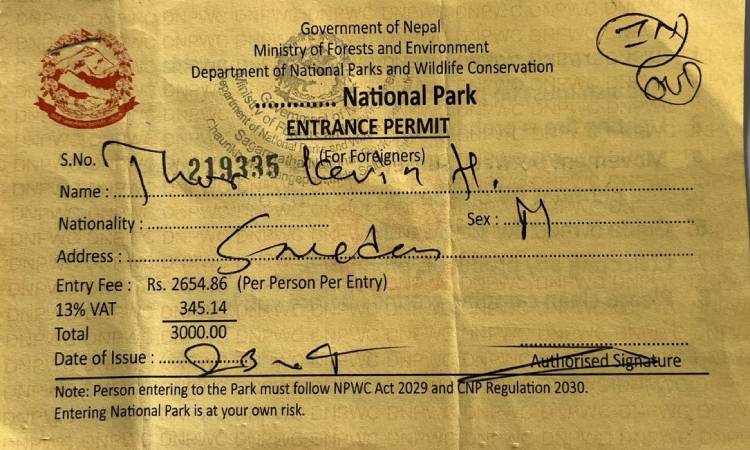 sagarmatha national park permit