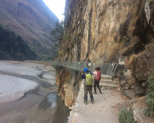 Bridge Crossing At Manaslu Trek