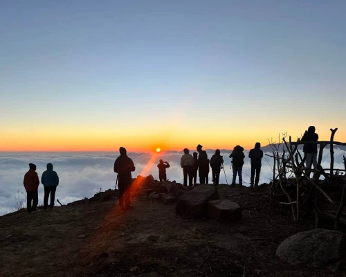 Cloud Sea Below Bandal Danda ,m With Sunset
