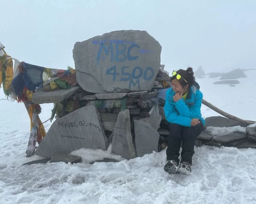 Trekker At Mardi Himal Base Camp