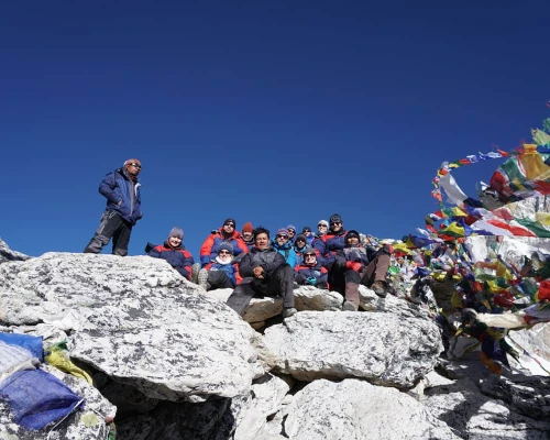 Trekkers At Kala Patthar In December