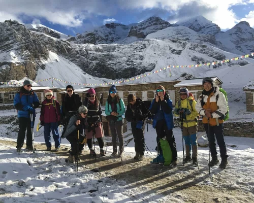 Trekkers At Thorang High Camp