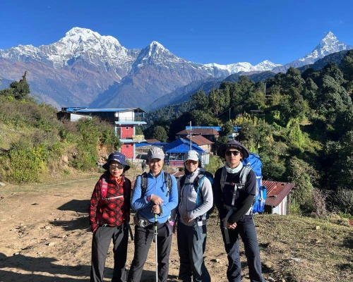 Trekkers Heading To Mardi Himal Trail