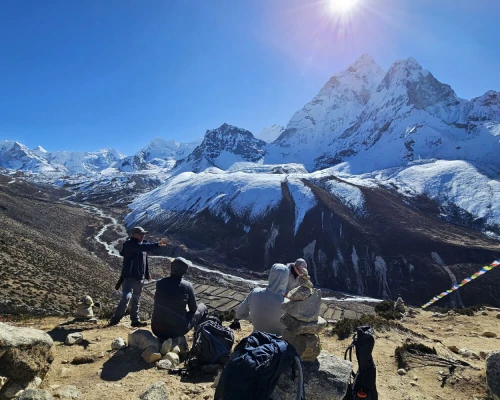 Trekkers Taking A Break During Acclimatization Hiking