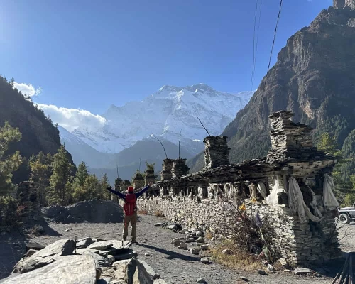 View Of Manaslu From Annapurna Circuit Trail